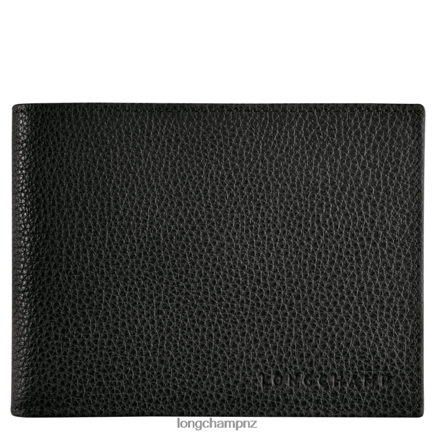 Men Black Longchamp Le Foulonne Wallet Leather Goods L06408633
