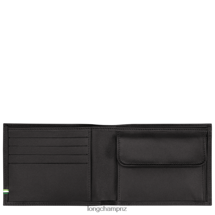 Men Black Longchamp sur Seine Wallet Leather Goods L0640817