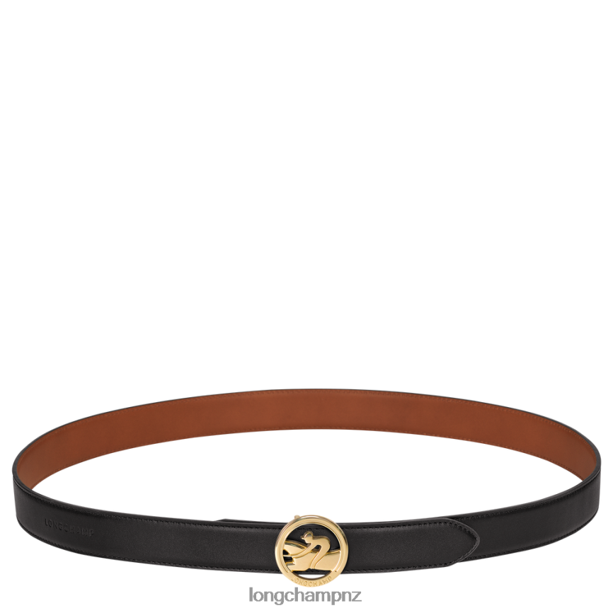 Women Black/Cognac Longchamp Box-Trot belt Accessories L06408940