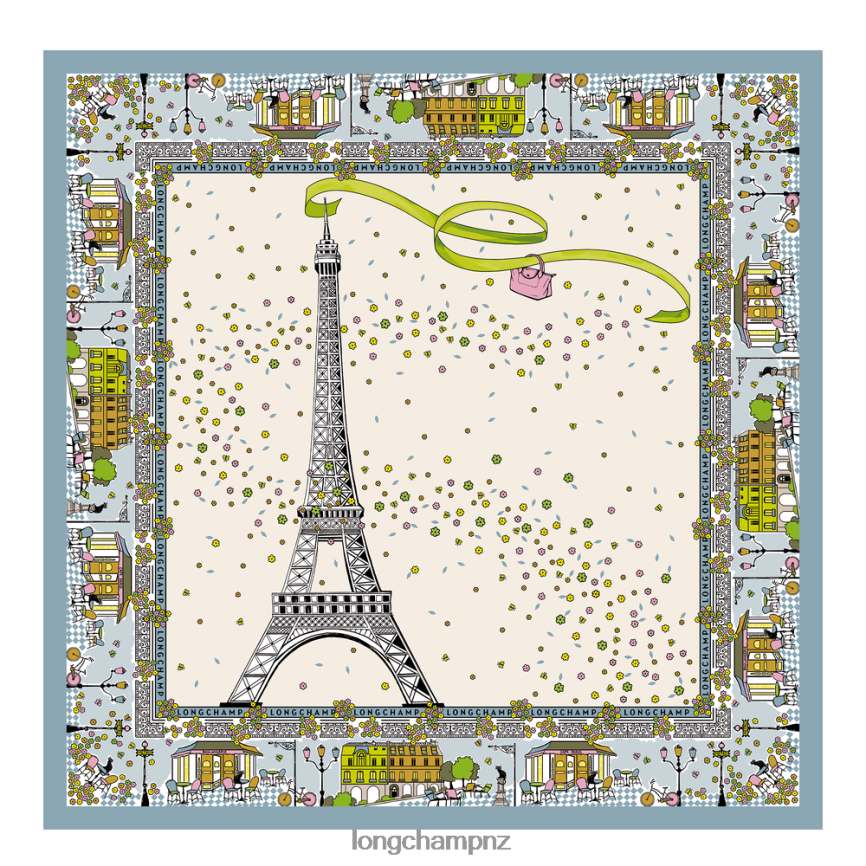 Women Cloud Blue Longchamp Spring/Summer 2023 Collection Silk scarf Accessories L064081013