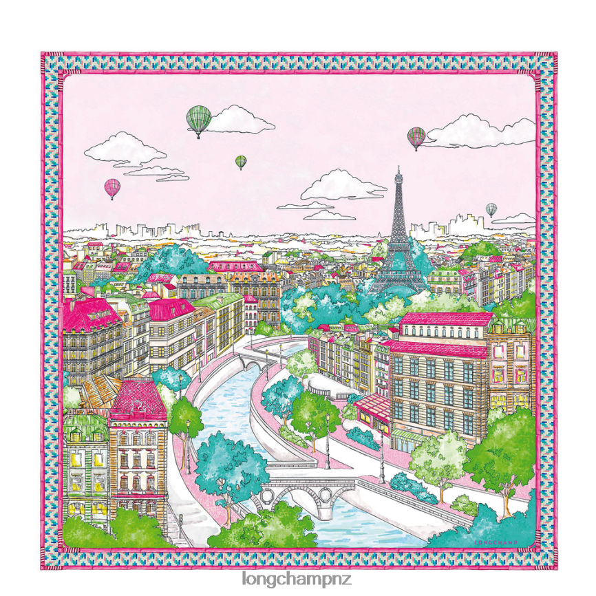 Women Fuchsia Longchamp Spring/Summer 2023 Collection Silk scarf 90 Accessories L064081045