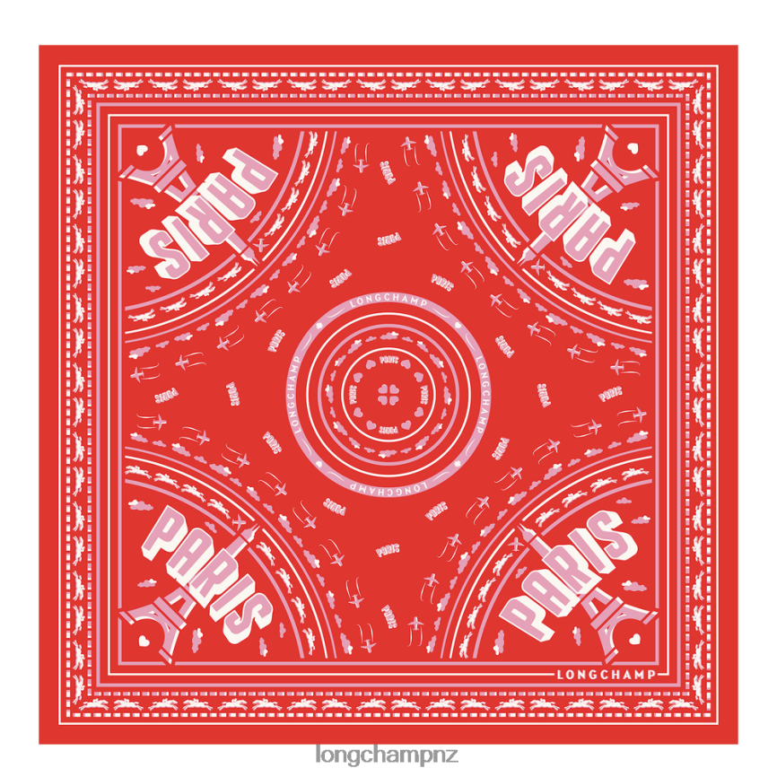 Women Orange Longchamp Spring/Summer 2023 Collection Silk scarf 50 Accessories L064081016