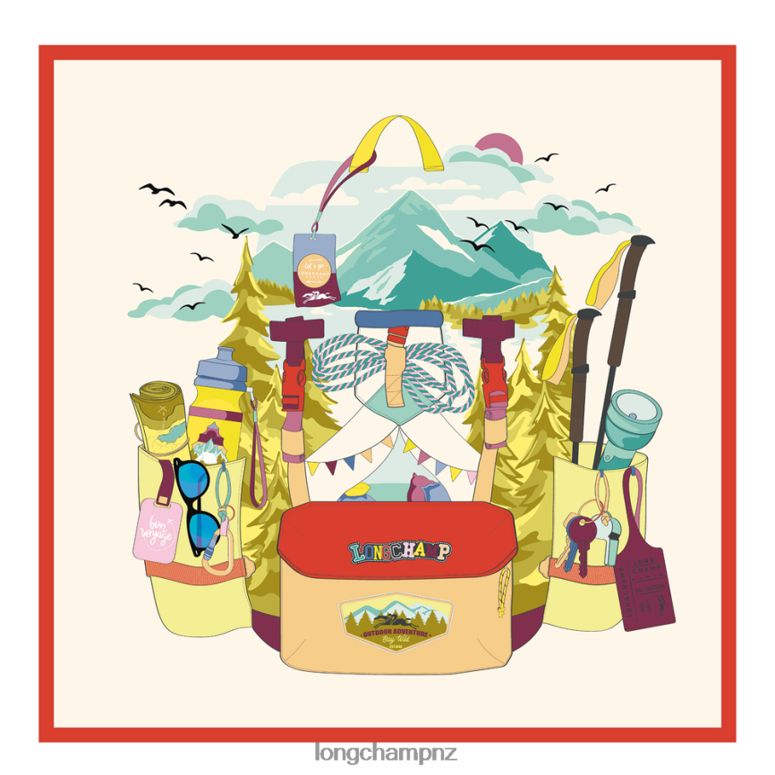 Women Orange Longchamp Spring/Summer 2023 Collection Silk scarf 70 Accessories L064081033