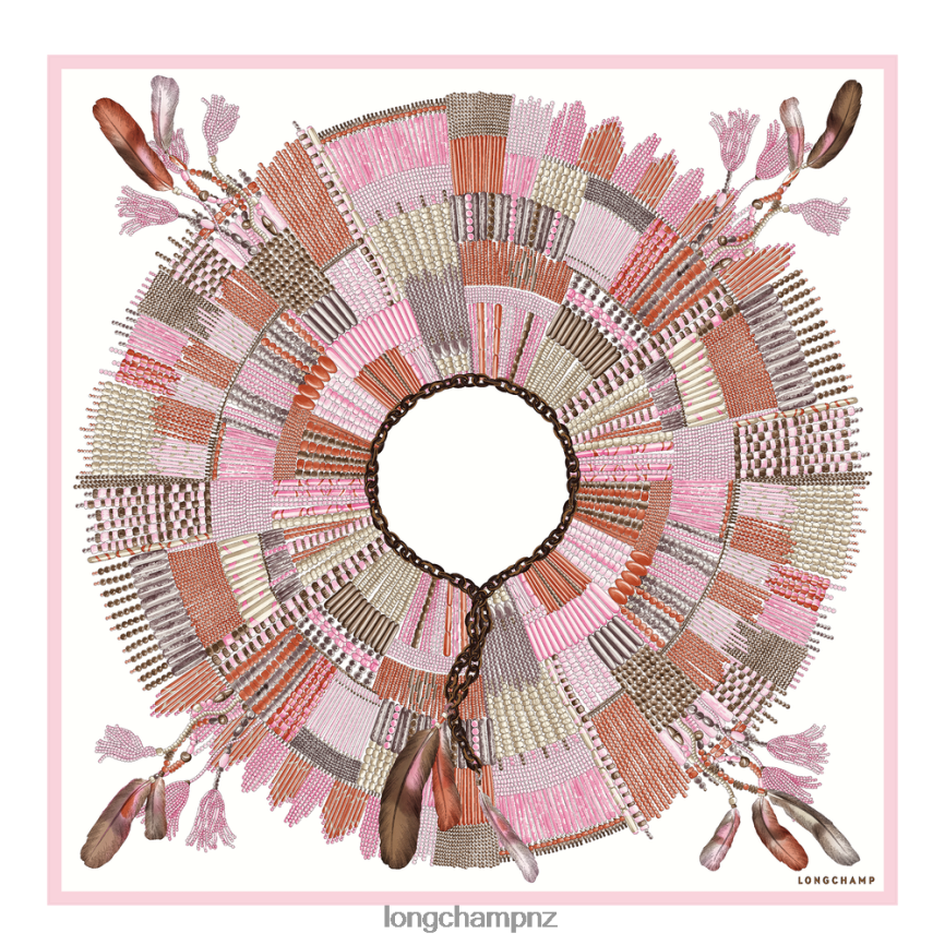 Women Pink Longchamp Spring/Summer 2023 Collection Silk scarf 90 Accessories L064081059