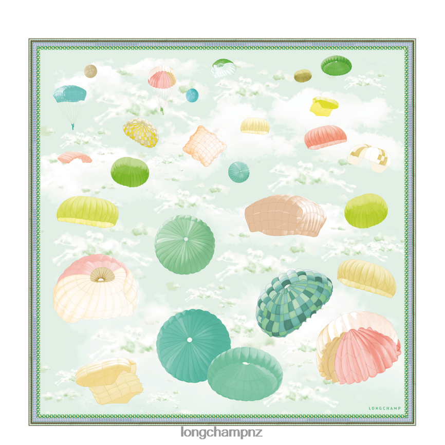 Women Sky Blue Longchamp Spring/Summer 2023 Collection Silk scarf 90 Accessories L064081053