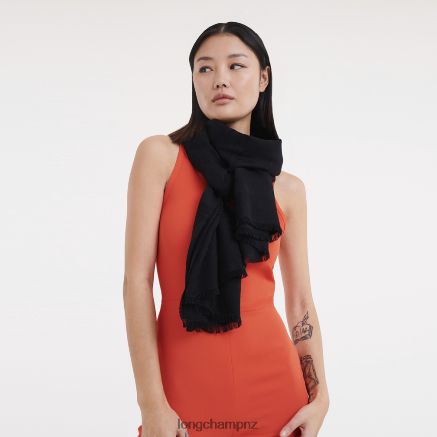 Women Black Longchamp Spring/Summer 2023 Collection Stole Accessories L06408982