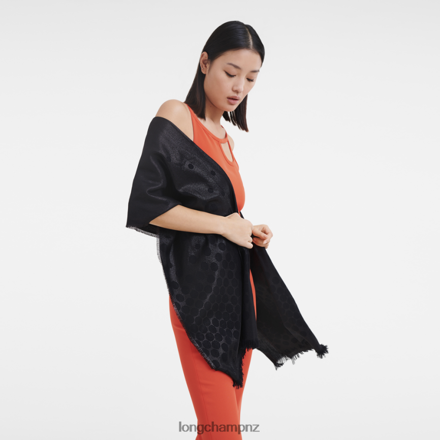 Women Black Longchamp Spring/Summer 2023 Collection Stole Accessories L06408991