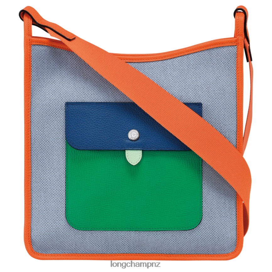 Women Blue/Orange Longchamp Le Foulonne Zipped crossbody bag Bags L06408260