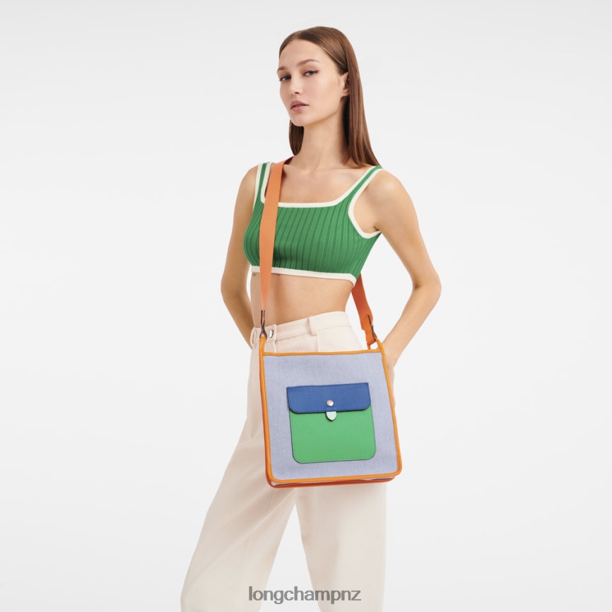 Women Blue/Orange Longchamp Le Foulonne Zipped crossbody bag Bags L06408260