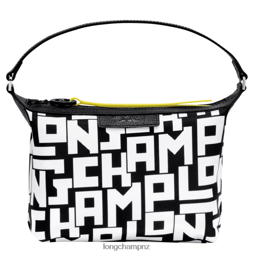 Women Black/White Longchamp Le Pliage LGP Clutch Bags L06408227