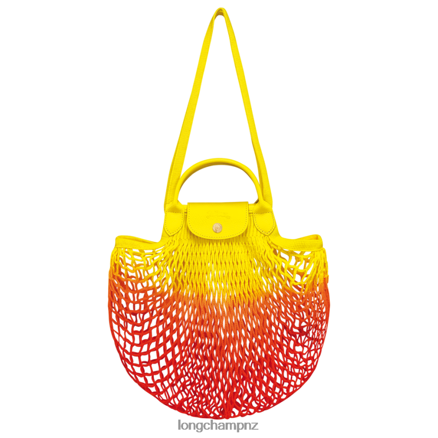 Women Yellow/Orange Longchamp Le Pliage Filet Mesh bag Bags L064088