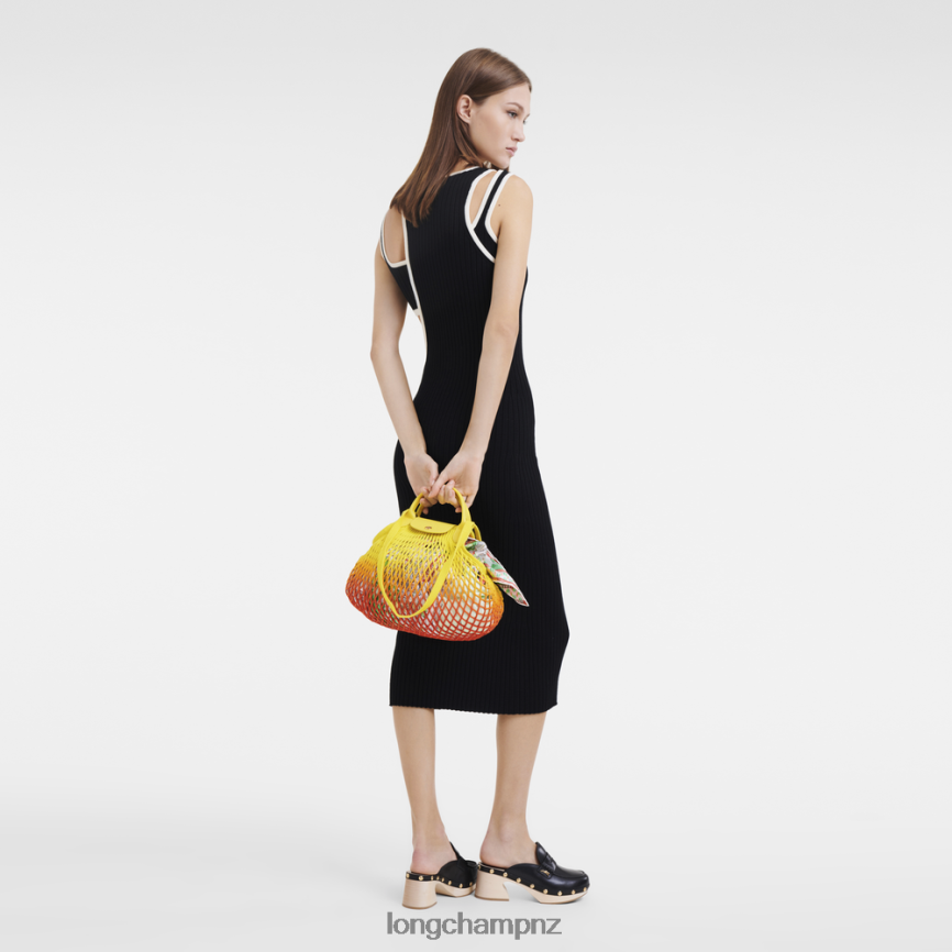 Women Yellow/Orange Longchamp Le Pliage Filet Mesh bag Bags L064088