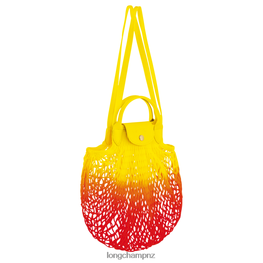 Women Yellow/Orange Longchamp Le Pliage Filet Mesh bag Bags L064088