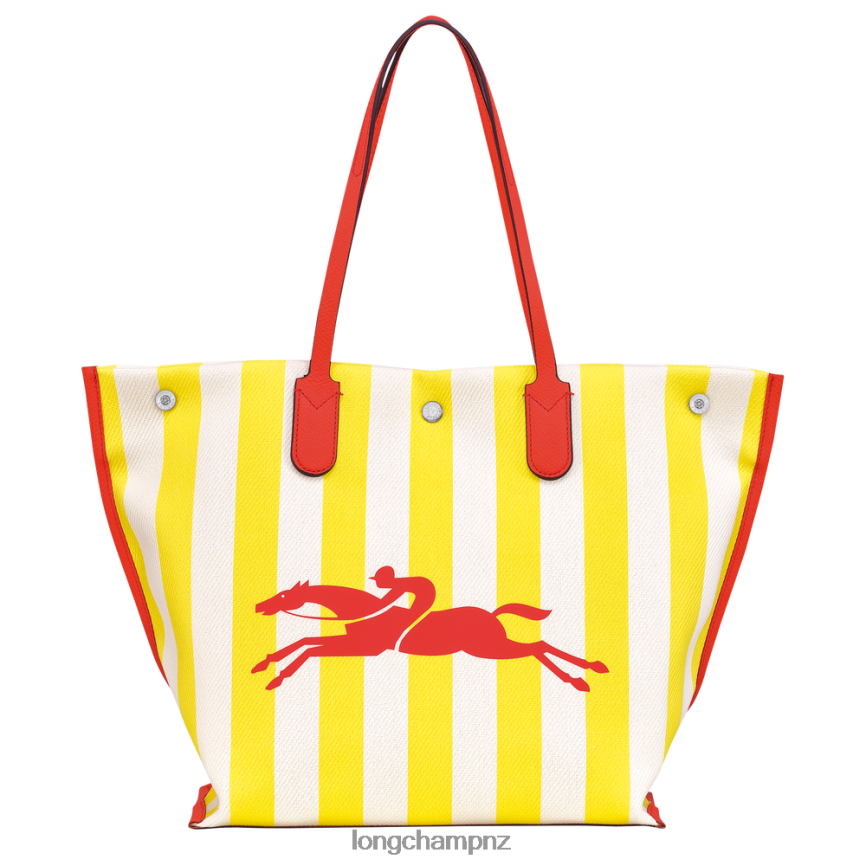 Women Yellow/White Longchamp Roseau Essential Tote bag Bags L06408364