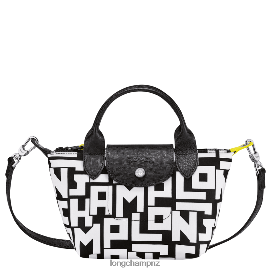 Women Black/White Longchamp Le Pliage LGP Handbag Bags L0640889