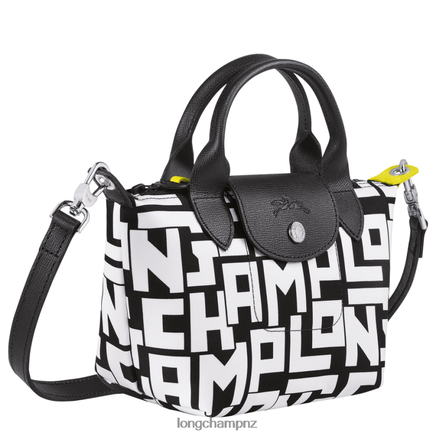 Women Black/White Longchamp Le Pliage LGP Handbag Bags L0640889