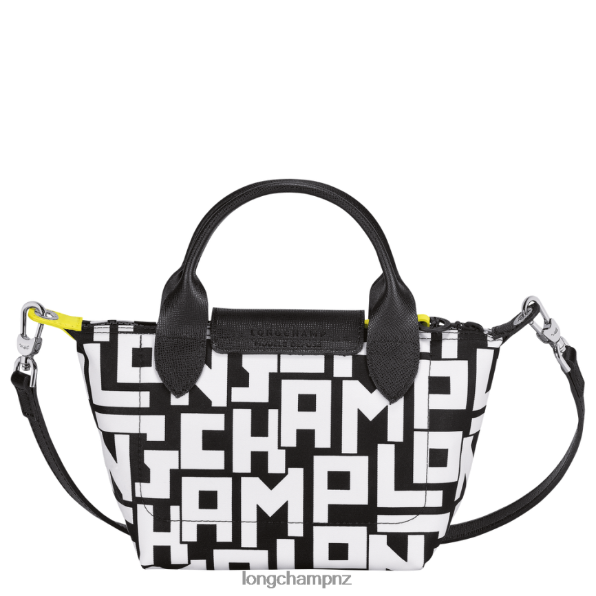 Women Black/White Longchamp Le Pliage LGP Handbag Bags L0640889