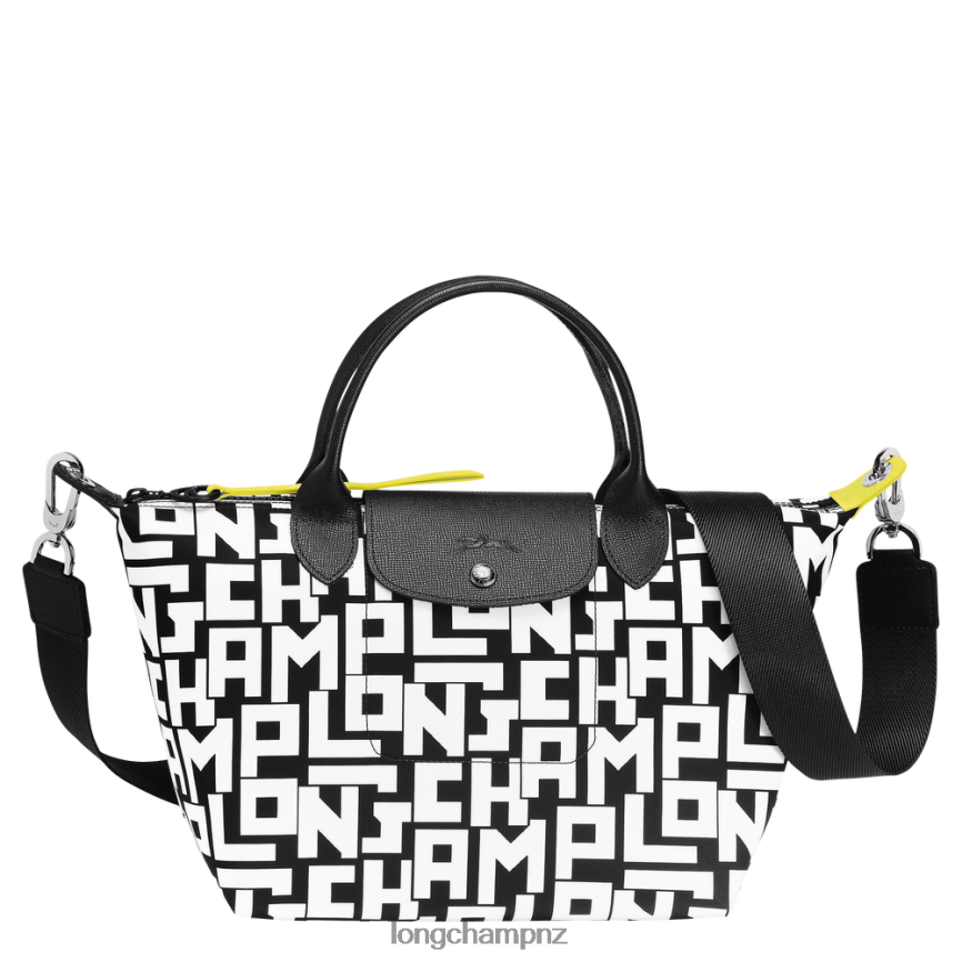 Women Black/White Longchamp Le Pliage LGP Handbag Bags L0640890