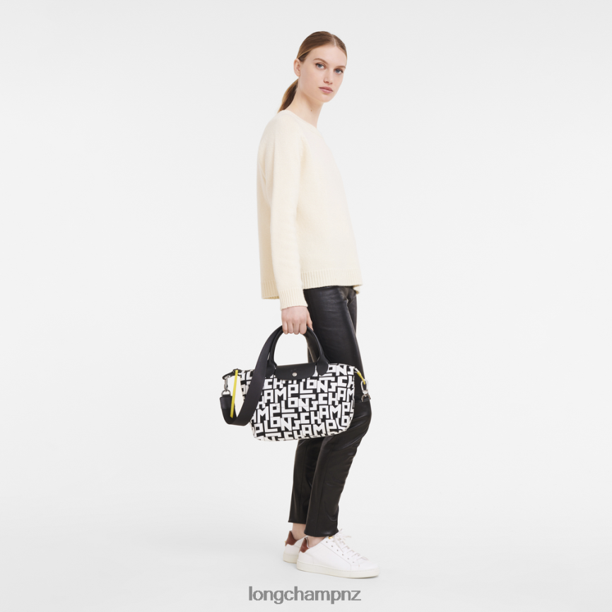 Women Black/White Longchamp Le Pliage LGP Handbag Bags L0640890