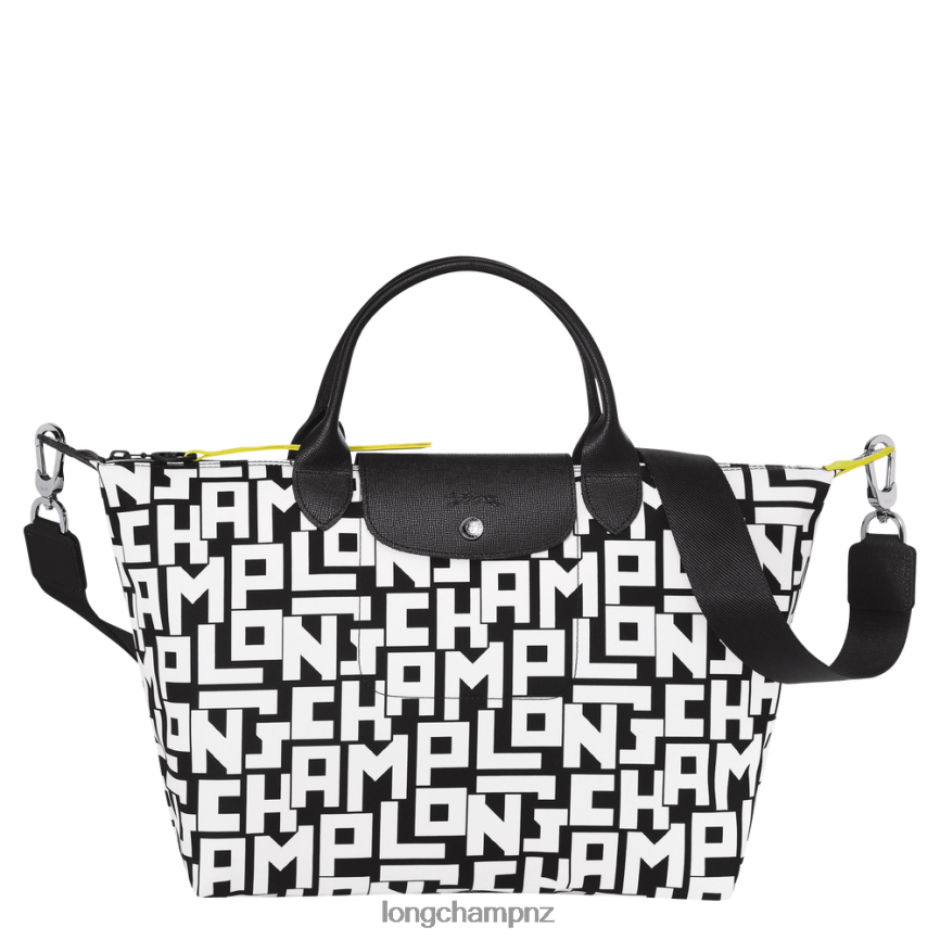 Women Black/White Longchamp Le Pliage LGP Handbag Bags L0640891