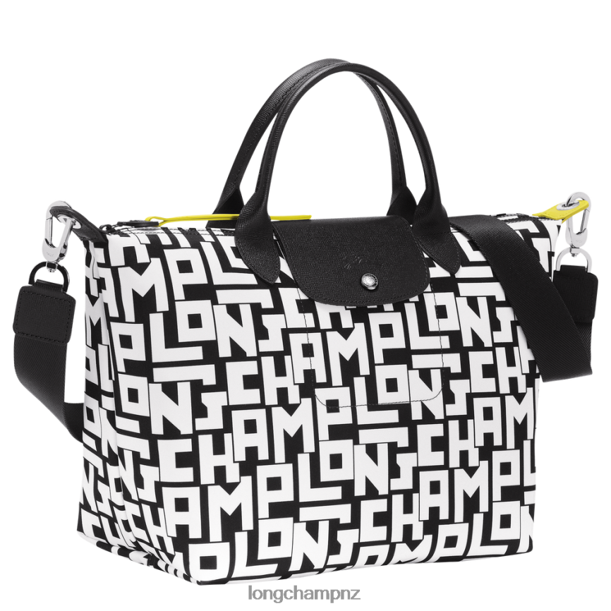 Women Black/White Longchamp Le Pliage LGP Handbag Bags L0640891