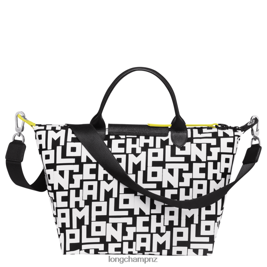 Women Black/White Longchamp Le Pliage LGP Handbag Bags L0640891