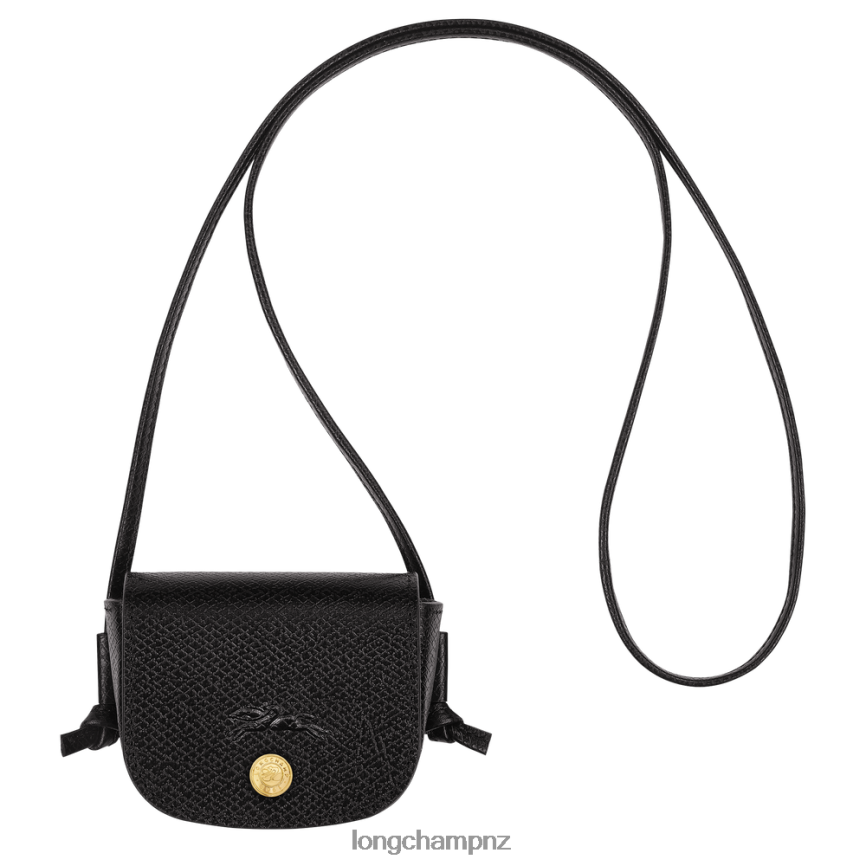Women Black Longchamp Epure Coin purse with leather lace Leather Goods L06408531