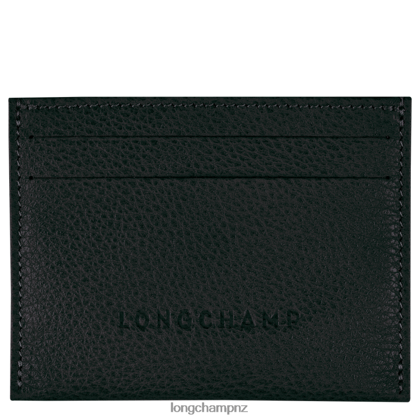 Women Black Longchamp Le Foulonne Cardholder Leather Goods L06408643