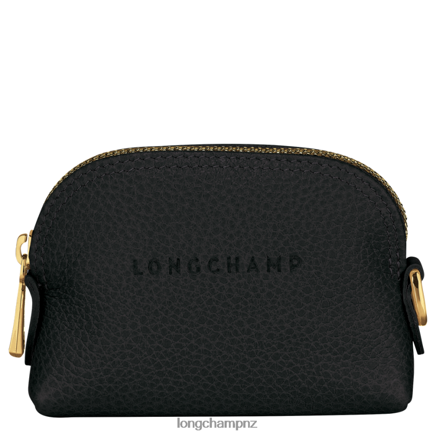 Women Black Longchamp Le Foulonne Coin purse Leather Goods L06408524