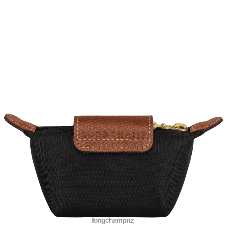 Women Black Longchamp Le Pliage Original Coin purse Leather Goods L06408499