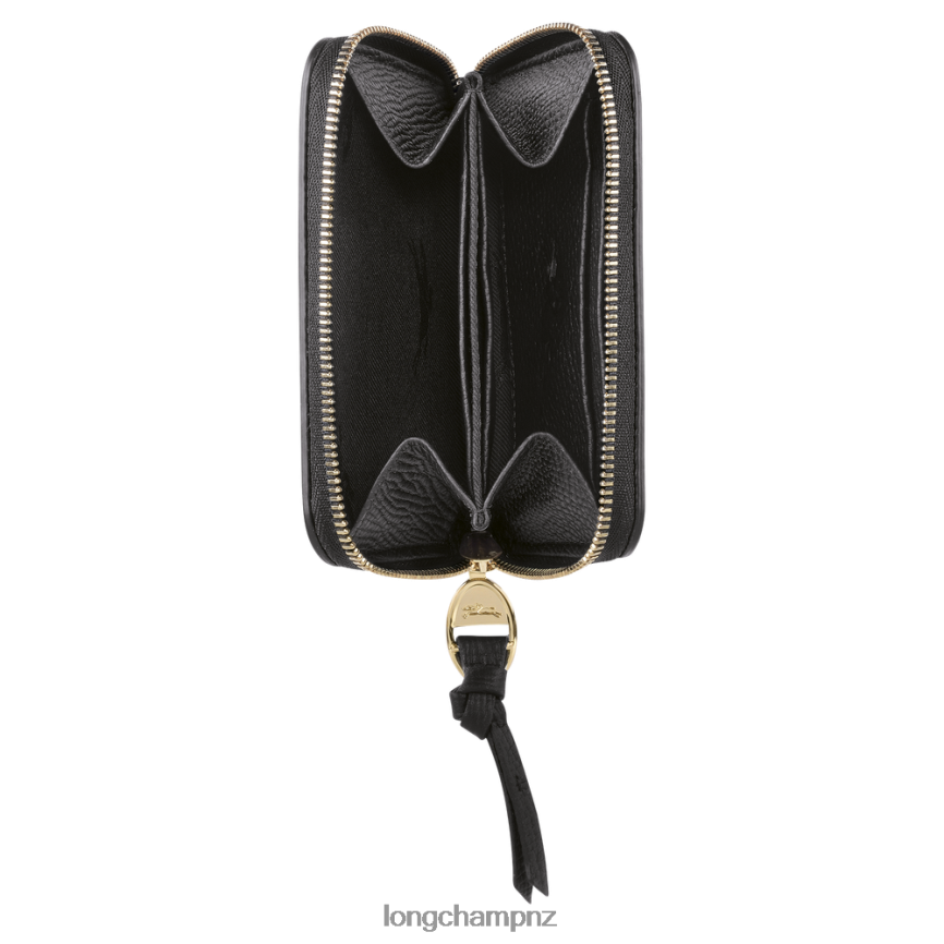 Women Black Longchamp Mailbox Coin purse Leather Goods L06408536