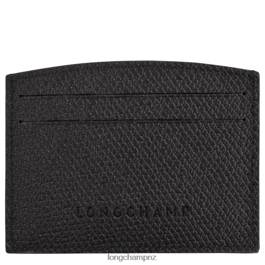 Women Black Longchamp Roseau Card holder Leather Goods L06408636