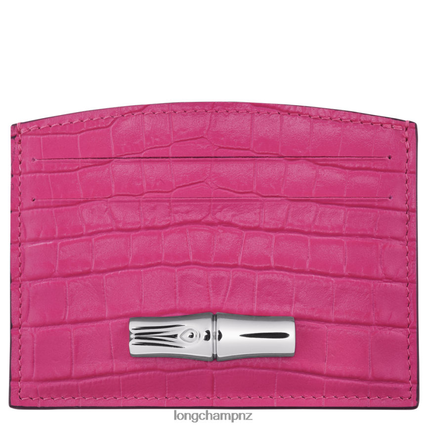 Women Fuchsia Longchamp Roseau Card holder Leather Goods L06408642