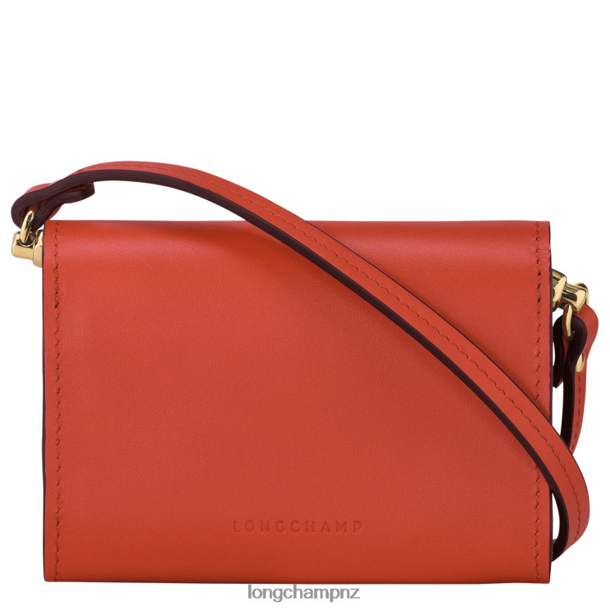 Women Orange Longchamp Box-Trot Coin purse with shoulder strap Leather Goods L06408517