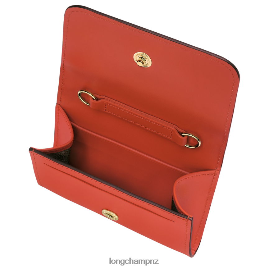 Women Orange Longchamp Box-Trot Coin purse with shoulder strap Leather Goods L06408517