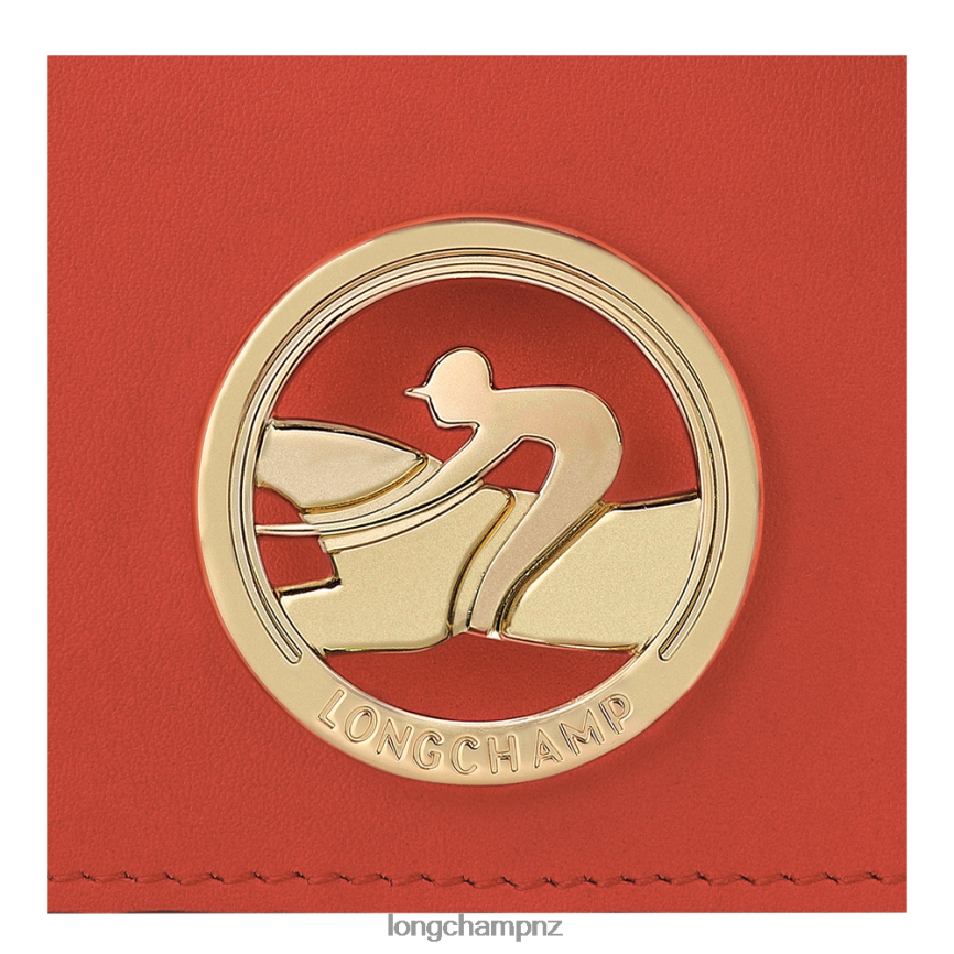 Women Orange Longchamp Box-Trot Coin purse with shoulder strap Leather Goods L06408517