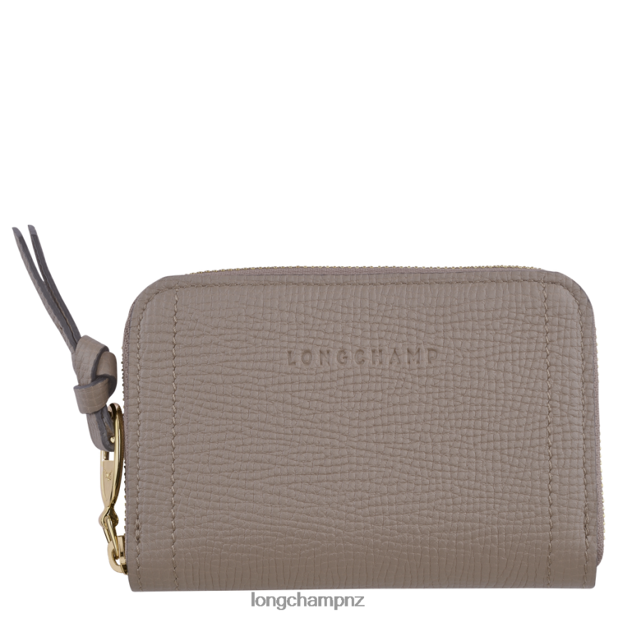 Women Taupe Longchamp Mailbox Coin purse Leather Goods L06408538