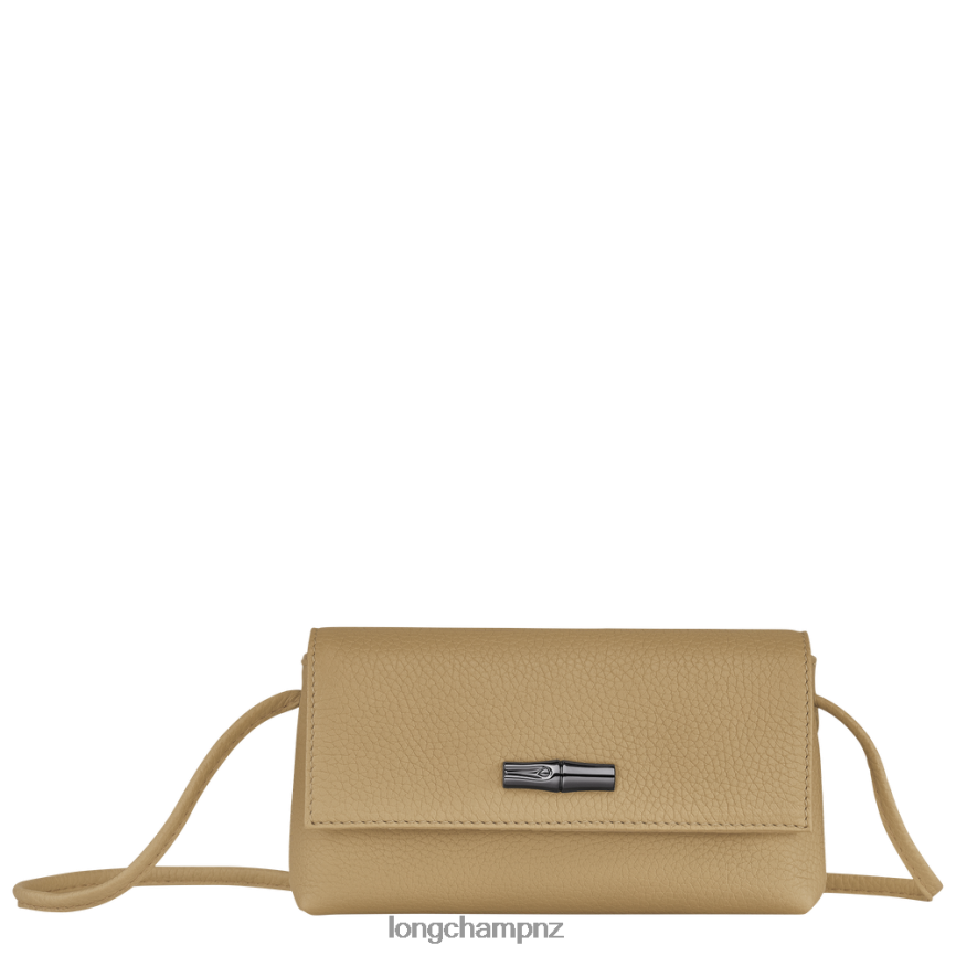 Women Beige Longchamp Roseau Essential Clutch Leather Goods L0640810