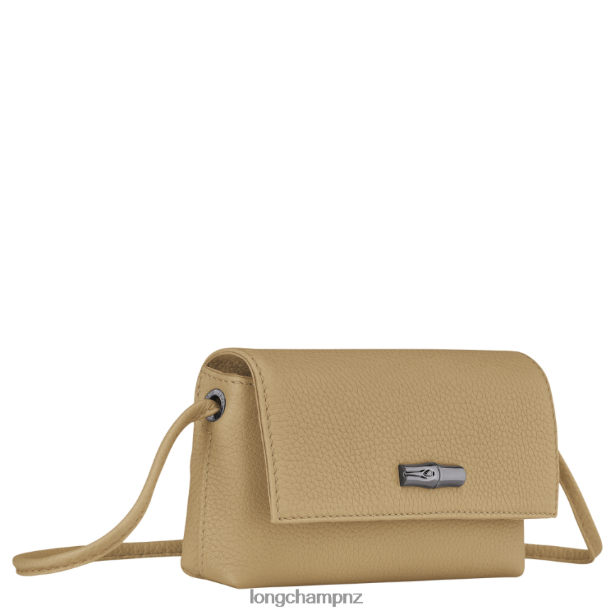 Women Beige Longchamp Roseau Essential Clutch Leather Goods L0640810