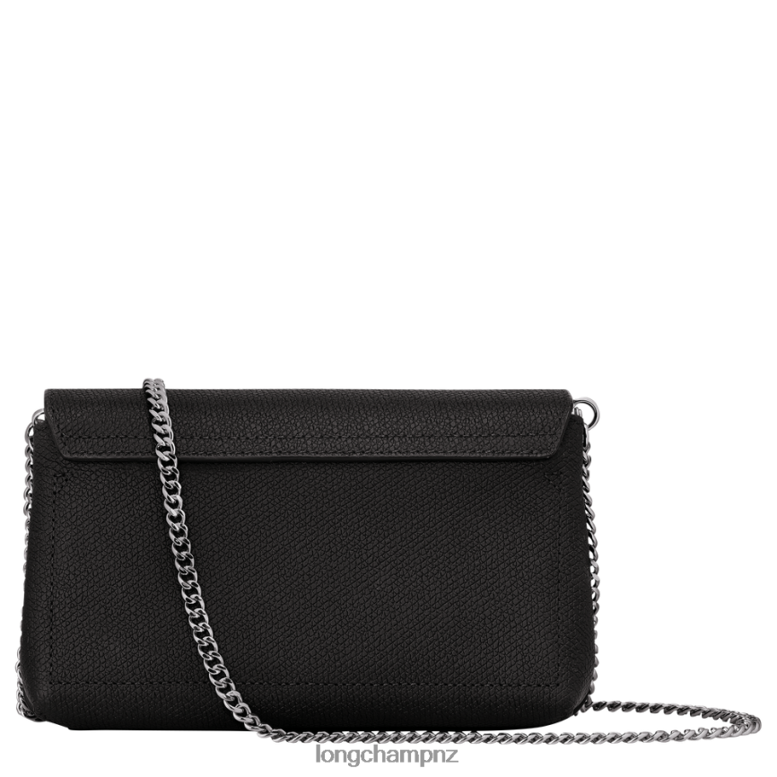 Women Black Longchamp Roseau Clutch Leather Goods L06408250