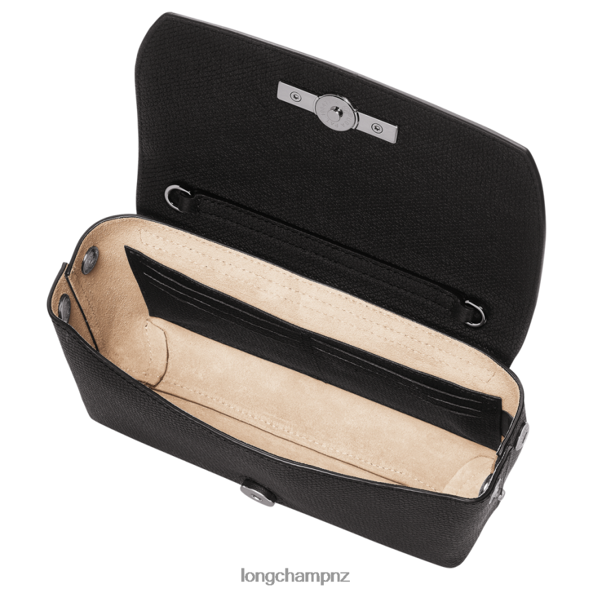 Women Black Longchamp Roseau Clutch Leather Goods L06408250