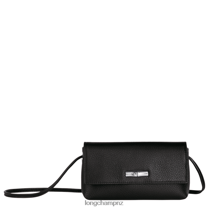 Women Black Longchamp Roseau Essential Clutch Leather Goods L064089