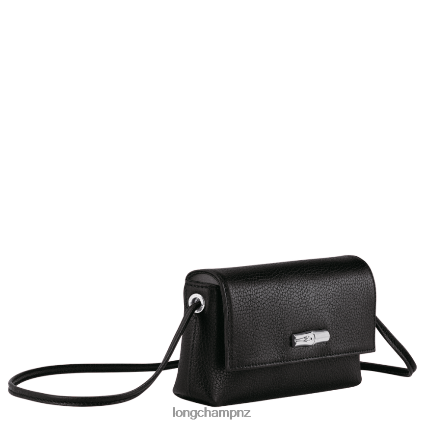 Women Black Longchamp Roseau Essential Clutch Leather Goods L064089