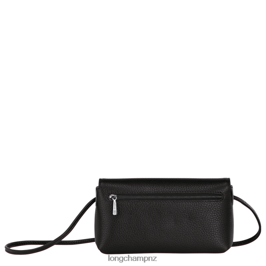 Women Black Longchamp Roseau Essential Clutch Leather Goods L064089