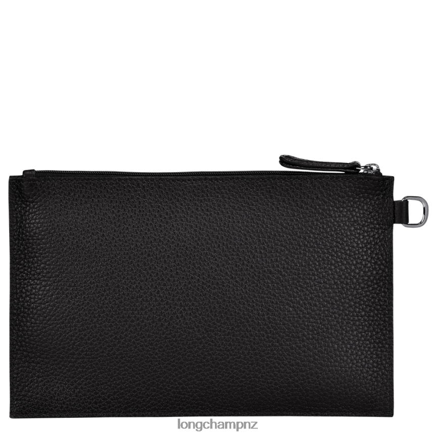Women Black Longchamp Roseau Essential Pouch Leather Goods L06408690
