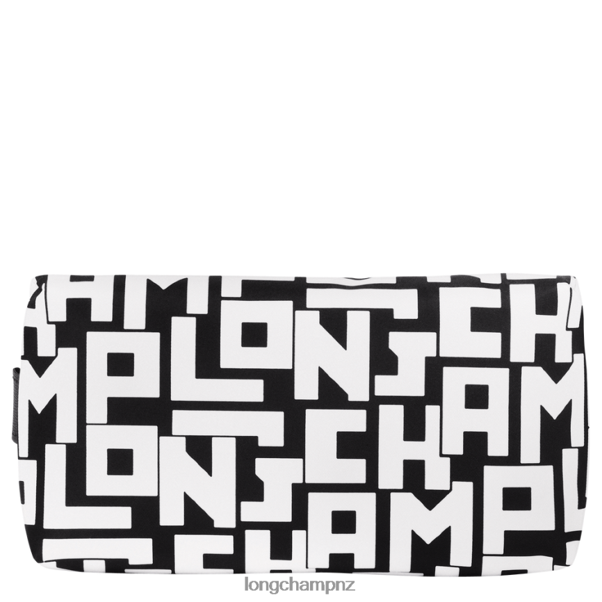 Women Black/White Longchamp Le Pliage LGP Pouch Leather Goods L06408677