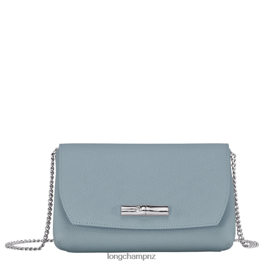 Women Cloud Blue Longchamp Roseau Clutch Leather Goods L06408254