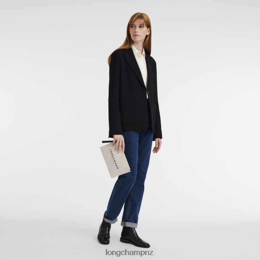 Women Ecru Longchamp Roseau Pouch Leather Goods L06408681