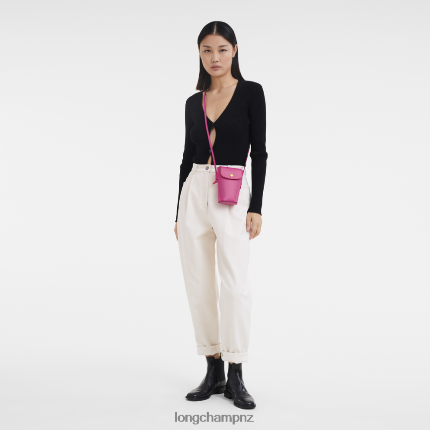 Women Fuchsia Longchamp Epure Phone case with leather lace Leather Goods L06408710