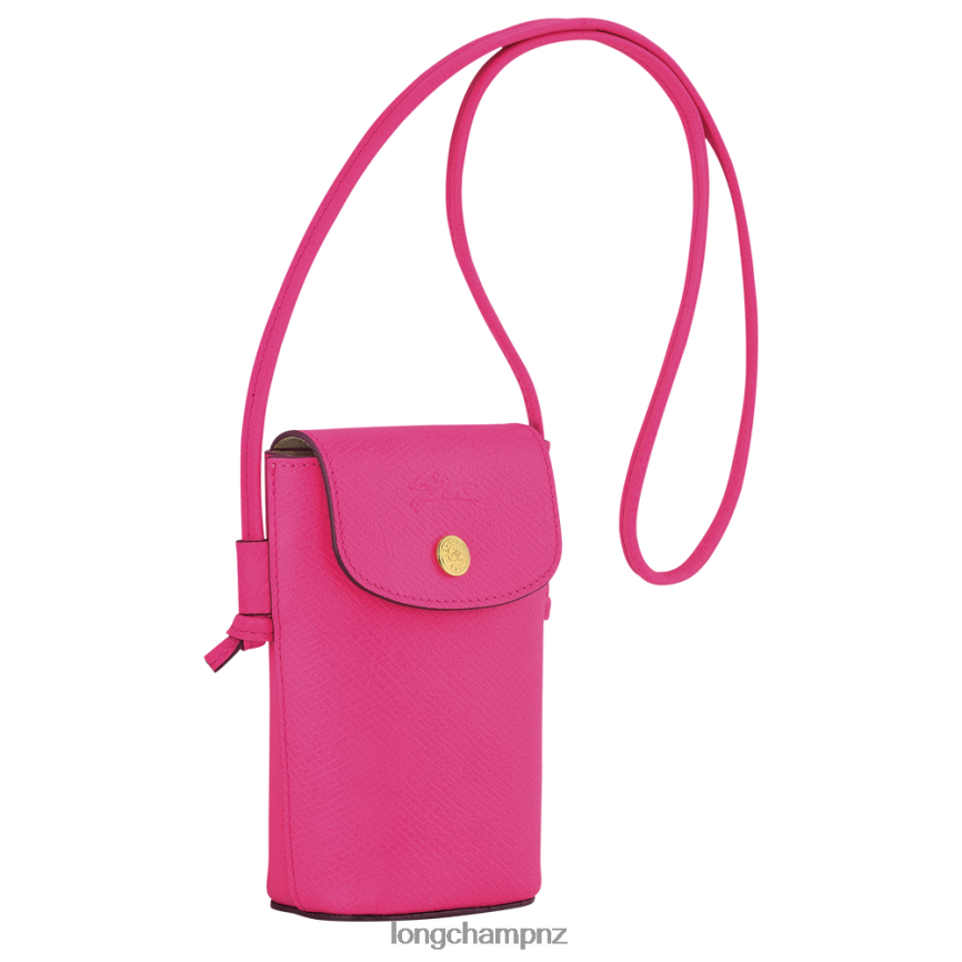 Women Fuchsia Longchamp Epure Phone case with leather lace Leather Goods L06408710